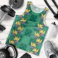 Hawaii Waikiki King Men Tank Top Green Quilt With Pua Manu LT05 - Polynesian Pride