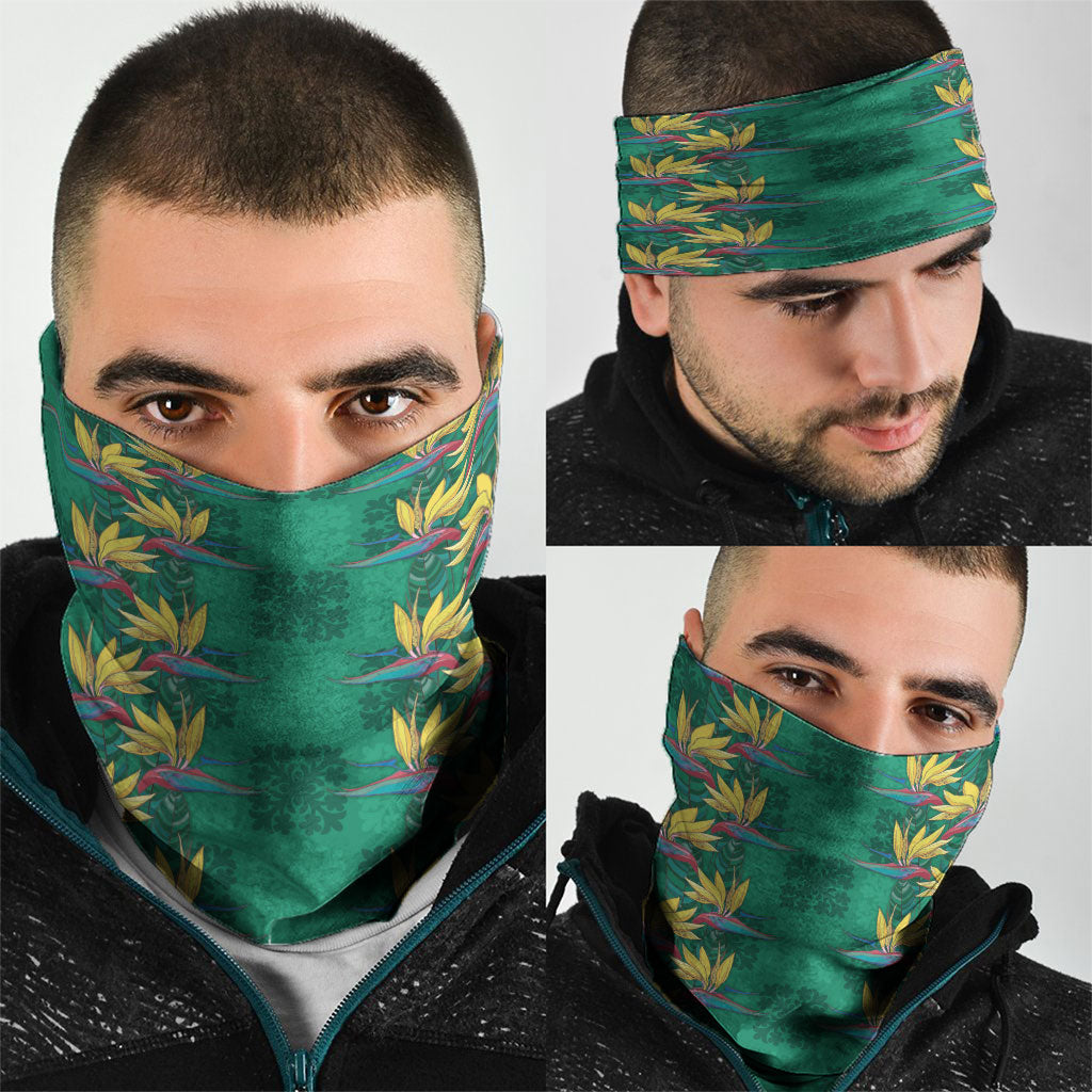 Hawaii Waikiki King Neck Gaiter Green Quilt With Pua Manu LT05 - Polynesian Pride