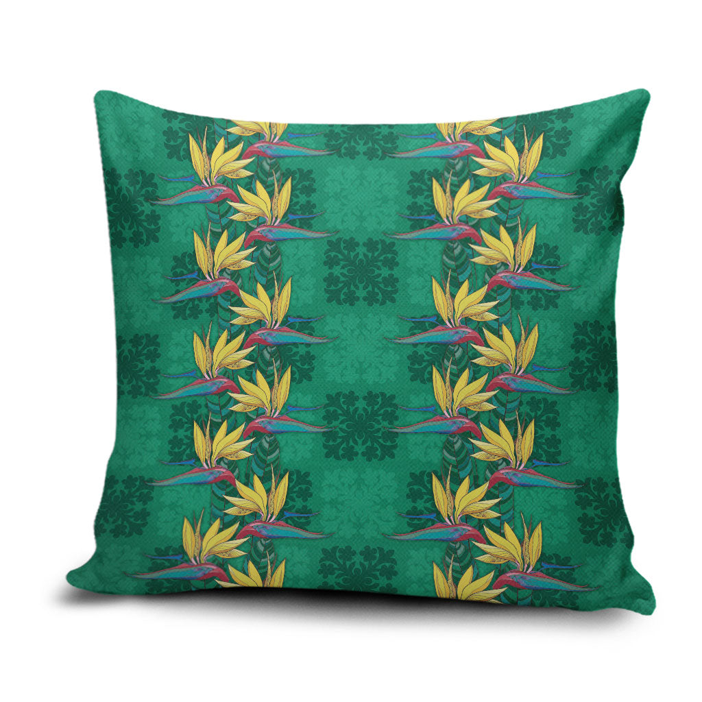 Hawaii Waikiki King Pillow Cover Green Quilt With Pua Manu LT05 Green - Polynesian Pride