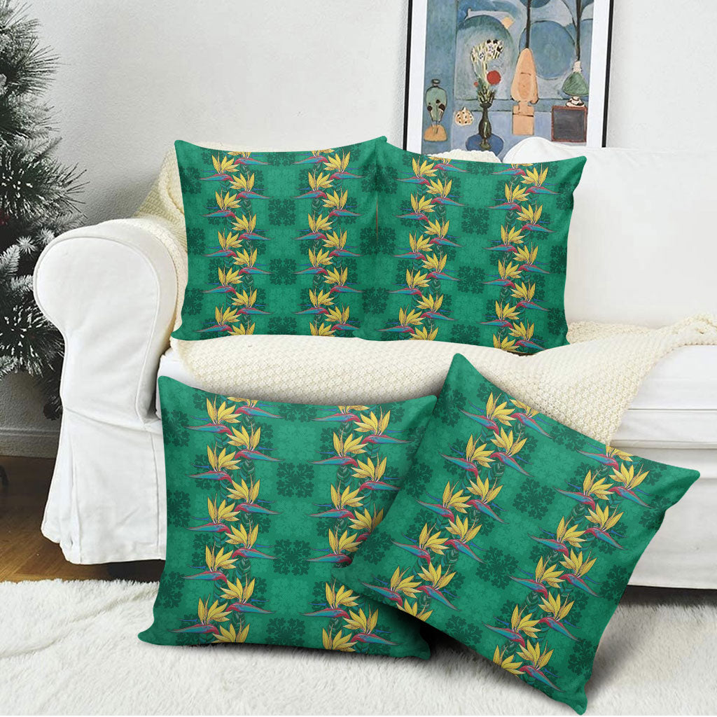 Hawaii Waikiki King Pillow Cover Green Quilt With Pua Manu LT05 - Polynesian Pride