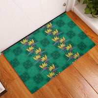 Hawaii Waikiki King Rubber Doormat Green Quilt With Pua Manu LT05 - Polynesian Pride
