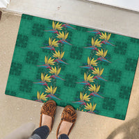 Hawaii Waikiki King Rubber Doormat Green Quilt With Pua Manu LT05 - Polynesian Pride