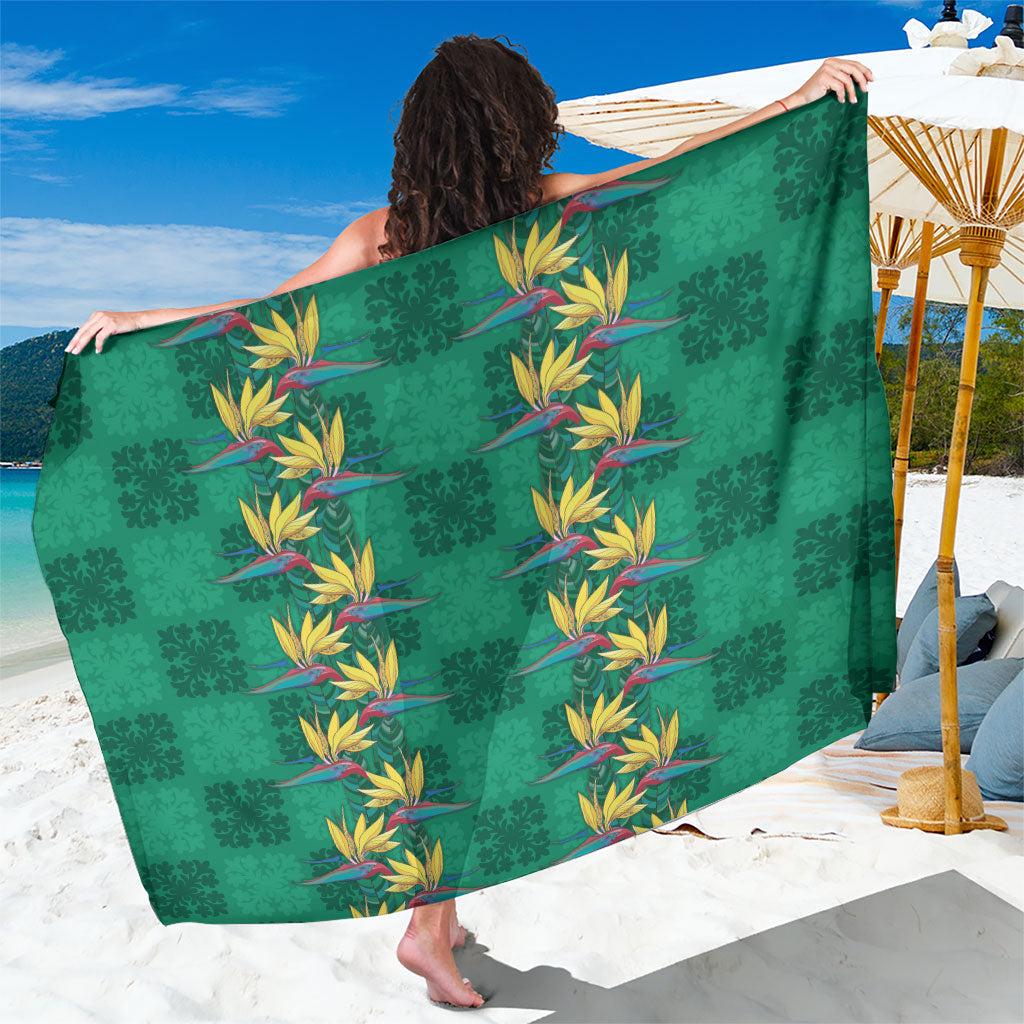 Hawaii Waikiki King Sarong Green Quilt With Pua Manu LT05 One Size 44 x 66 inches Green - Polynesian Pride