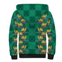 Hawaii Waikiki King Sherpa Hoodie Green Quilt With Pua Manu LT05 - Polynesian Pride
