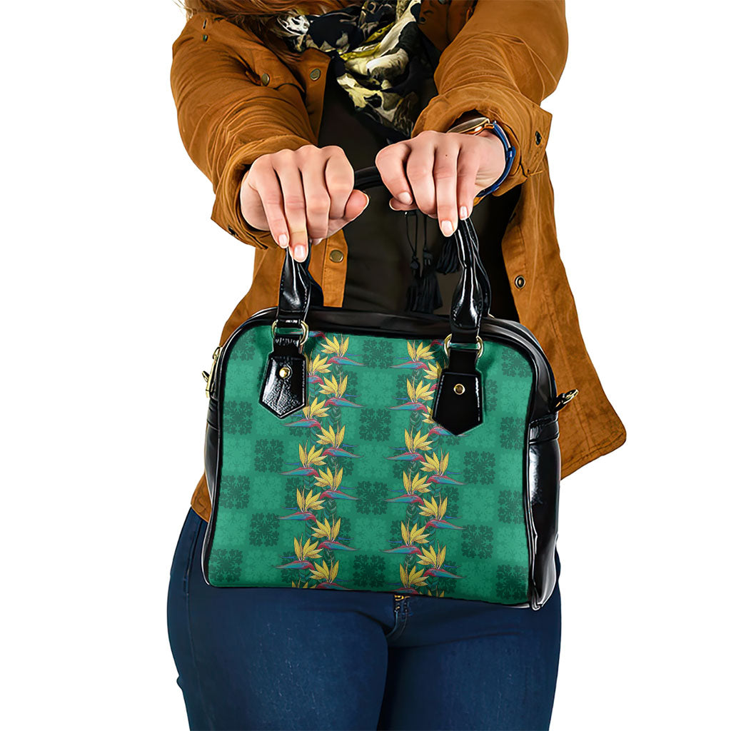 Hawaii Waikiki King Shoulder Handbag Green Quilt With Pua Manu LT05 One Size Green - Polynesian Pride