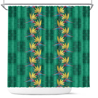 Hawaii Waikiki King Shower Curtain Green Quilt With Pua Manu LT05 Green - Polynesian Pride