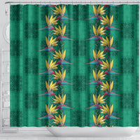 Hawaii Waikiki King Shower Curtain Green Quilt With Pua Manu LT05 - Polynesian Pride