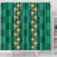 Hawaii Waikiki King Shower Curtain Green Quilt With Pua Manu LT05 - Polynesian Pride
