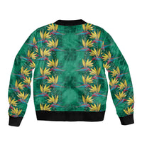Hawaii Waikiki King Sleeve Zip Bomber Jacket Green Quilt With Pua Manu LT05 - Polynesian Pride