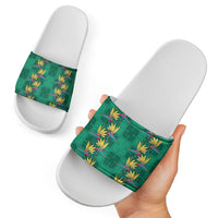 Hawaii Waikiki King Slide Sandals Green Quilt With Pua Manu LT05 - Polynesian Pride
