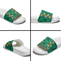 Hawaii Waikiki King Slide Sandals Green Quilt With Pua Manu LT05 - Polynesian Pride