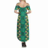 Hawaii Waikiki King Summer Maxi Dress Green Quilt With Pua Manu LT05 - Polynesian Pride
