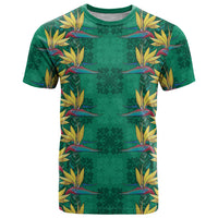 Hawaii Waikiki King T Shirt Green Quilt With Pua Manu LT05 Green - Polynesian Pride