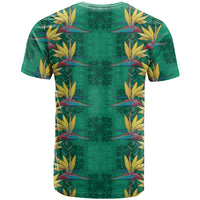 Hawaii Waikiki King T Shirt Green Quilt With Pua Manu LT05 - Polynesian Pride