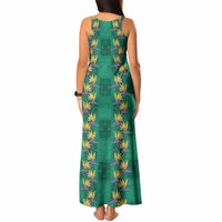 Hawaii Waikiki King Tank Maxi Dress Green Quilt With Pua Manu LT05 - Polynesian Pride
