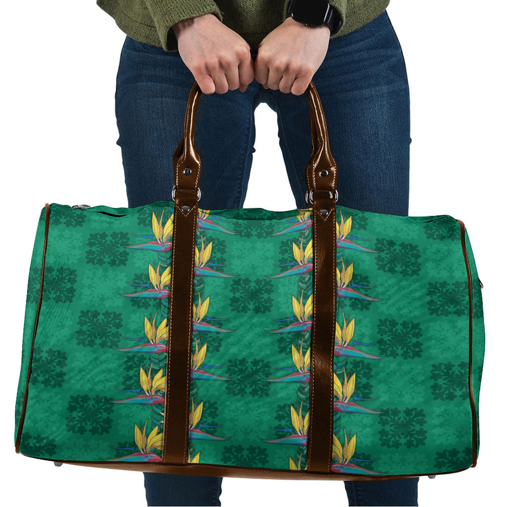 Hawaii Waikiki King Travel Bag Green Quilt With Pua Manu LT05 Green - Polynesian Pride