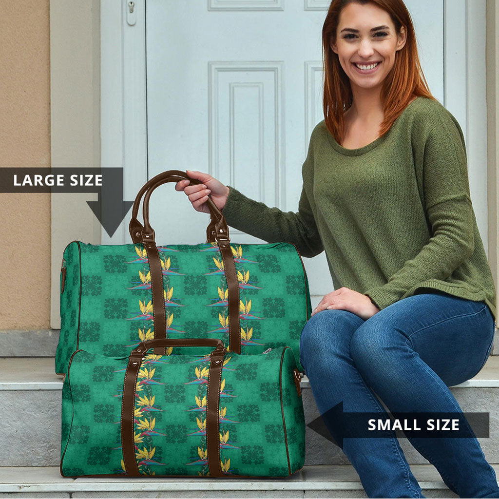 Hawaii Waikiki King Travel Bag Green Quilt With Pua Manu LT05 - Polynesian Pride