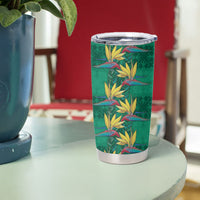 Hawaii Waikiki King Tumbler Cup Green Quilt With Pua Manu LT05 - Polynesian Pride