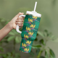 Hawaii Waikiki King Tumbler With Handle Green Quilt With Pua Manu LT05 - Polynesian Pride
