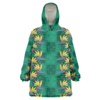 Hawaii Waikiki King Wearable Blanket Hoodie Green Quilt With Pua Manu LT05 One Size Green - Polynesian Pride
