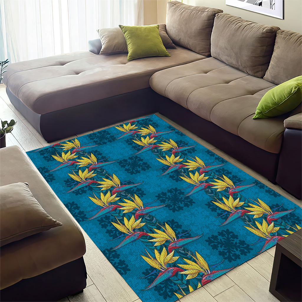 Hawaii Waikiki King Area Rug Blue Quilt With Pua Manu LT05 - Polynesian Pride