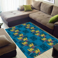 Hawaii Waikiki King Area Rug Blue Quilt With Pua Manu LT05 - Polynesian Pride