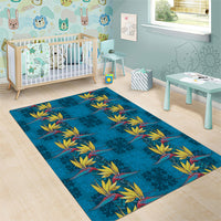 Hawaii Waikiki King Area Rug Blue Quilt With Pua Manu LT05 - Polynesian Pride
