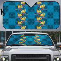 Hawaii Waikiki King Auto Sun Shade Blue Quilt With Pua Manu LT05 Blue - Polynesian Pride