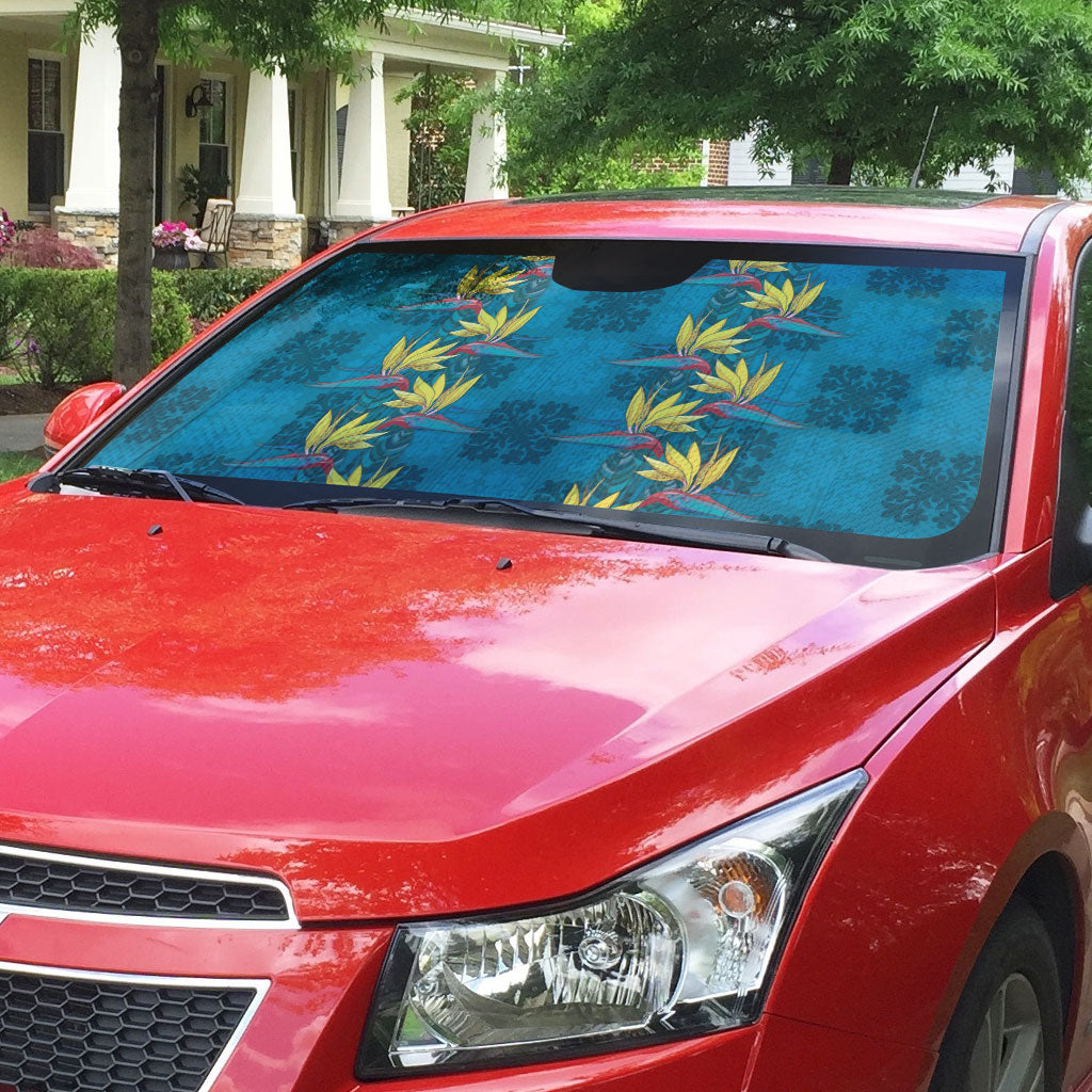 Hawaii Waikiki King Auto Sun Shade Blue Quilt With Pua Manu LT05 - Polynesian Pride