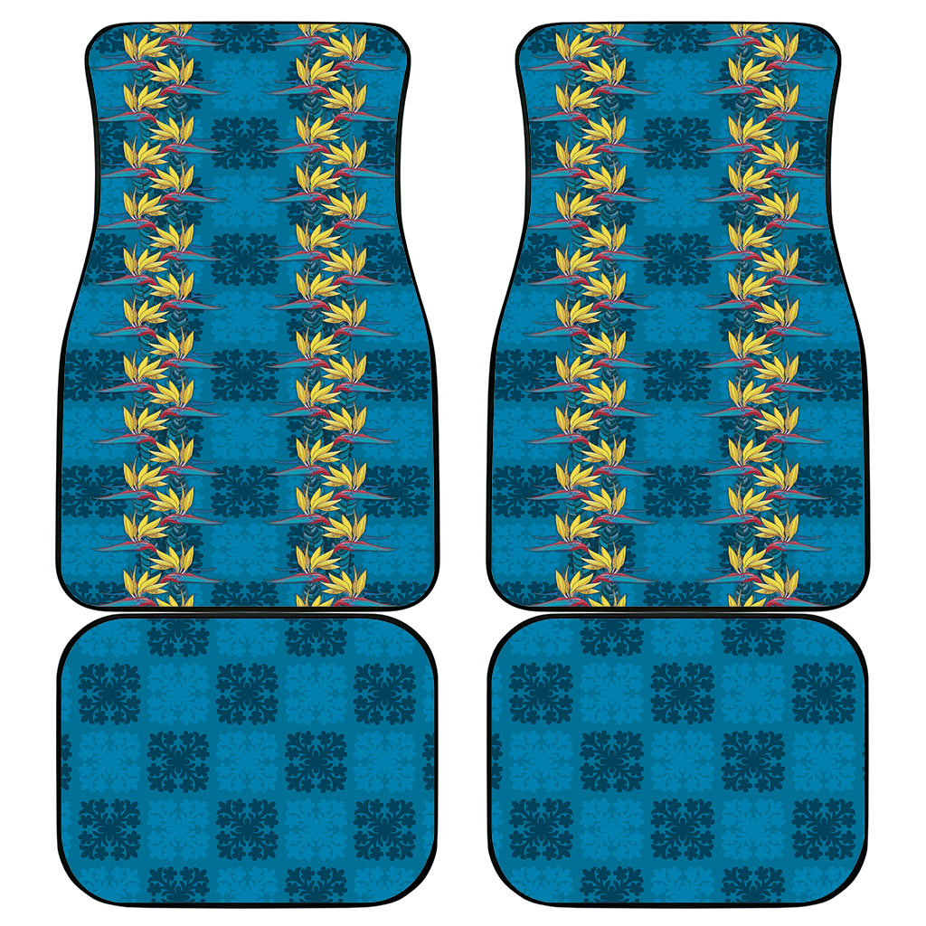 Hawaii Waikiki King Car Mats Blue Quilt With Pua Manu LT05 - Polynesian Pride