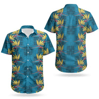 Hawaii Waikiki King Couples Matching Puletasi and Hawaiian Shirt Blue Quilt With Pua Manu LT05 - Polynesian Pride