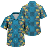 Hawaii Waikiki King Family Matching Puletasi and Hawaiian Shirt Blue Quilt With Pua Manu LT05 Son's Shirt Blue - Polynesian Pride