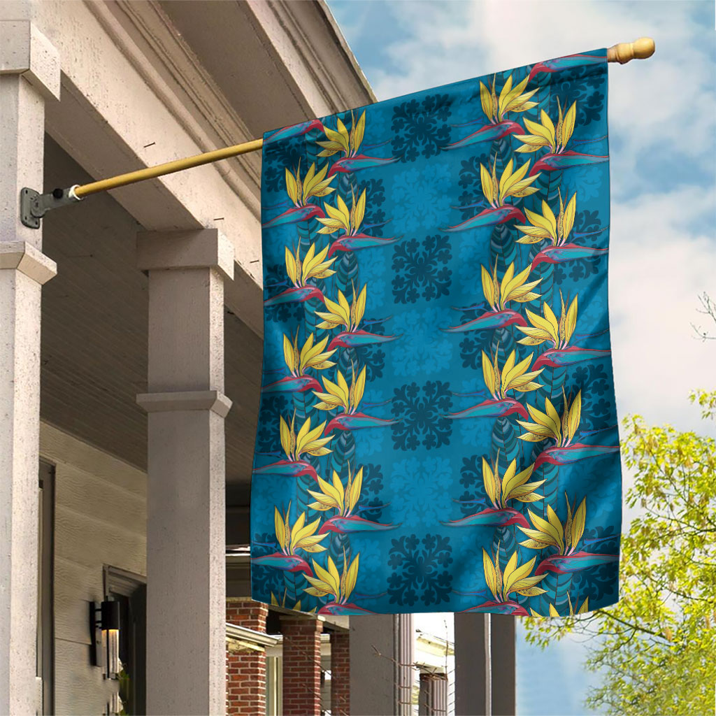 Hawaii Waikiki King Garden Flag Blue Quilt With Pua Manu LT05 House Flag Blue - Polynesian Pride