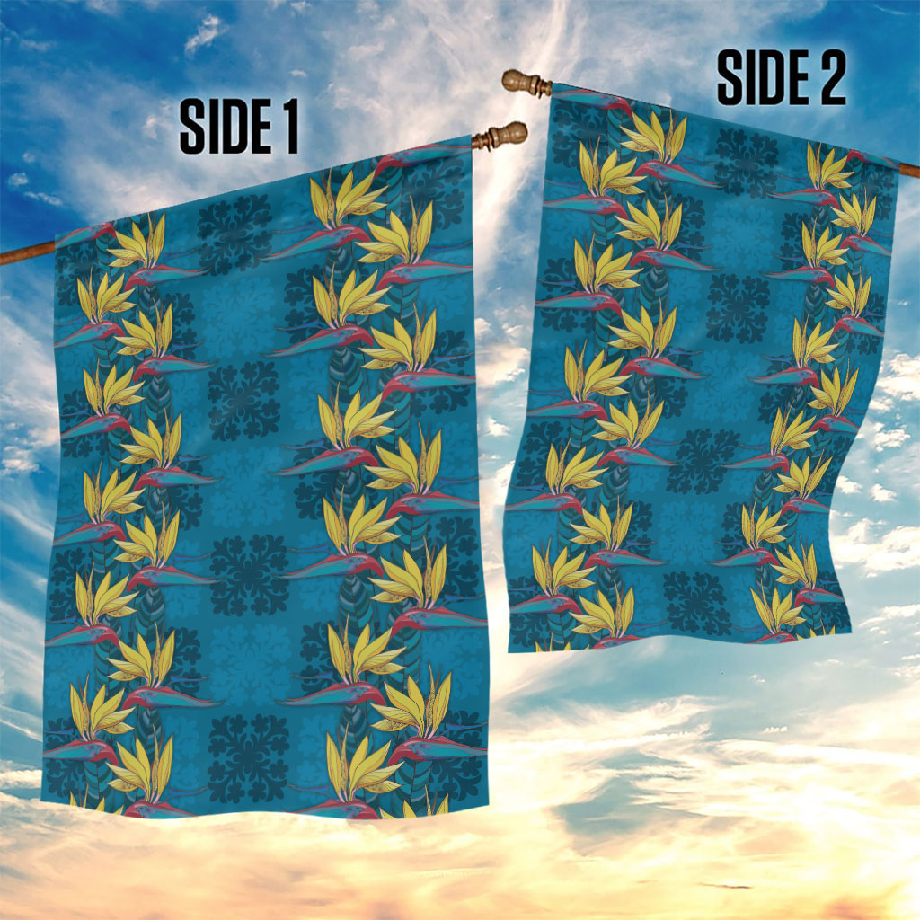 Hawaii Waikiki King Garden Flag Blue Quilt With Pua Manu LT05 - Polynesian Pride