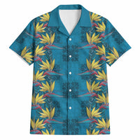 Hawaii Waikiki King Hawaiian Shirt Blue Quilt With Pua Manu LT05 Blue - Polynesian Pride