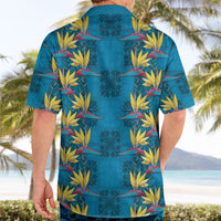 Hawaii Waikiki King Hawaiian Shirt Blue Quilt With Pua Manu LT05 - Polynesian Pride