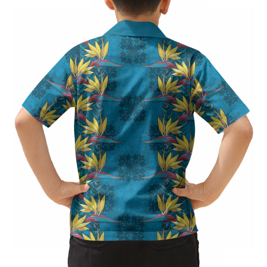 Hawaii Waikiki King Hawaiian Shirt Blue Quilt With Pua Manu LT05 - Polynesian Pride