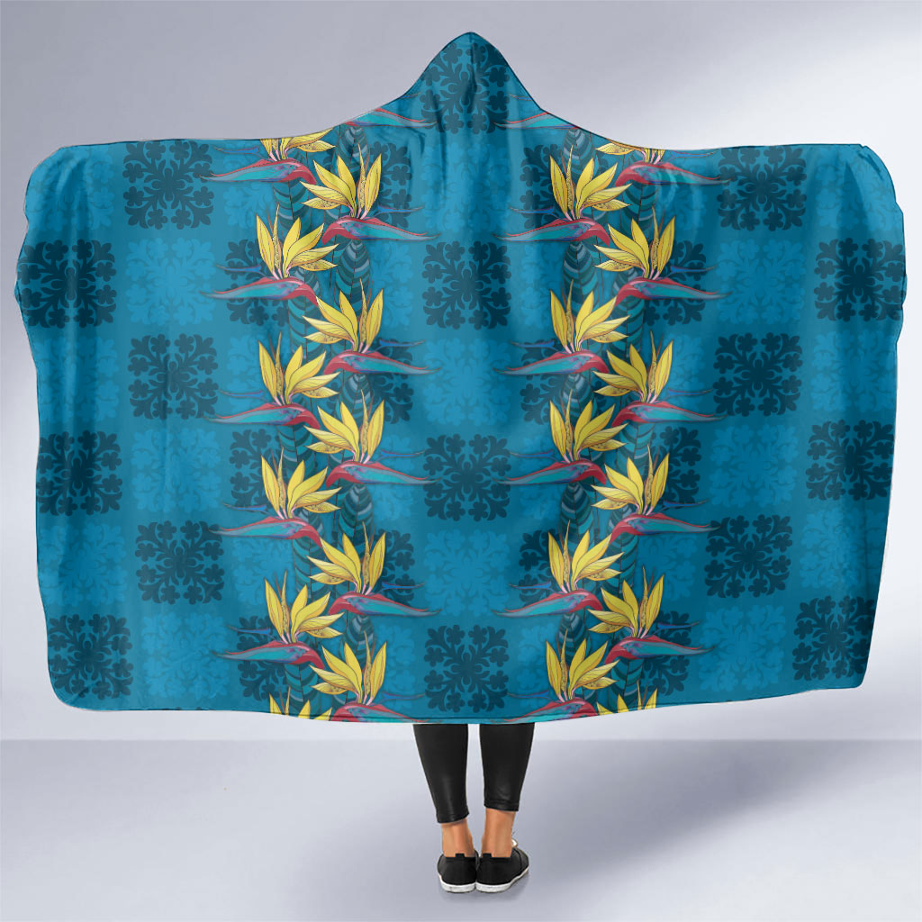 Hawaii Waikiki King Hooded Blanket Blue Quilt With Pua Manu LT05 One Size Blue - Polynesian Pride