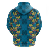 Hawaii Waikiki King Hoodie Blue Quilt With Pua Manu LT05 - Polynesian Pride