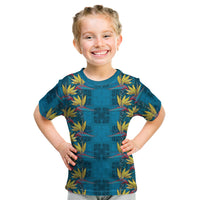 Hawaii Waikiki King Kid T Shirt Blue Quilt With Pua Manu LT05 Blue - Polynesian Pride