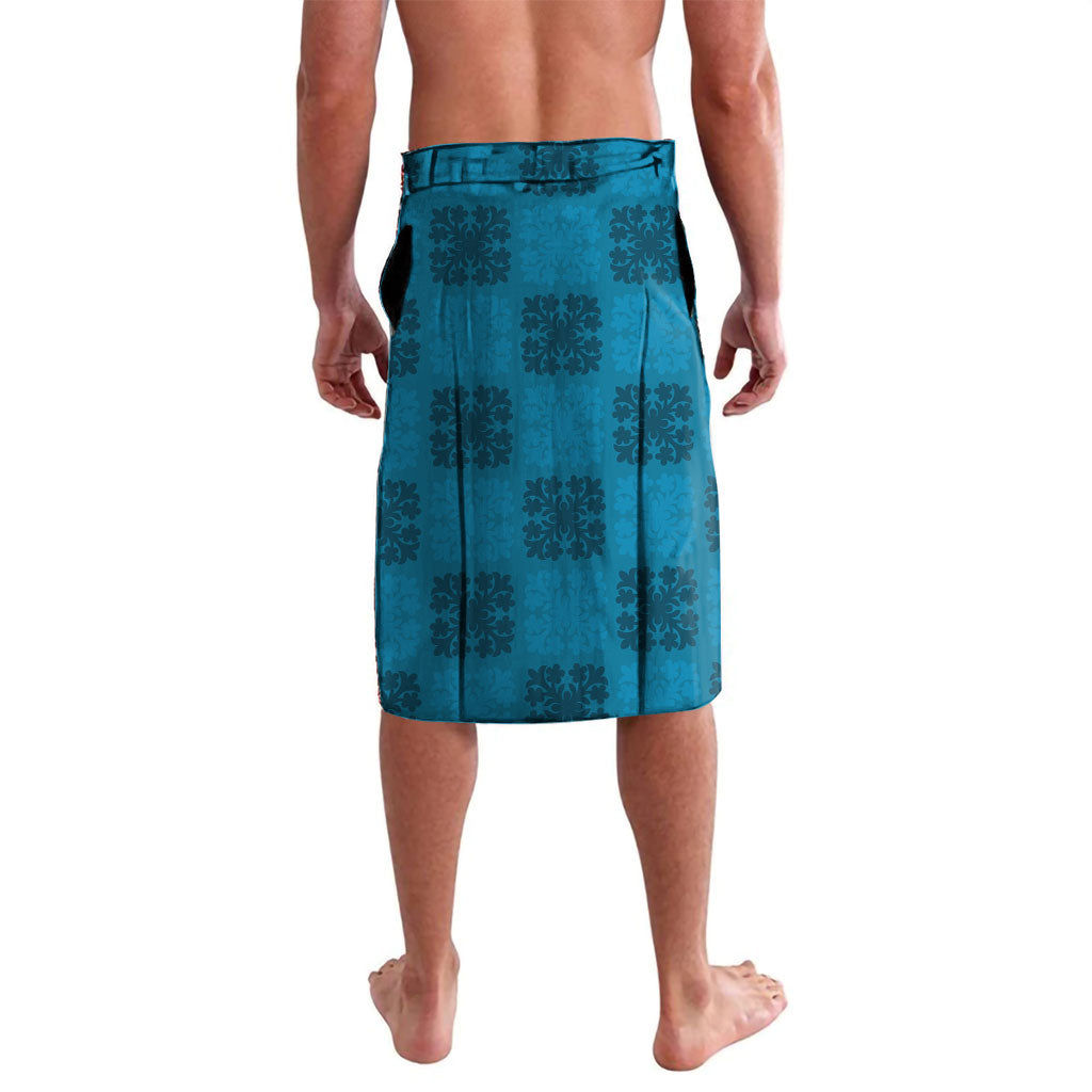 Hawaii Waikiki King Lavalava Blue Quilt With Pua Manu LT05 - Polynesian Pride