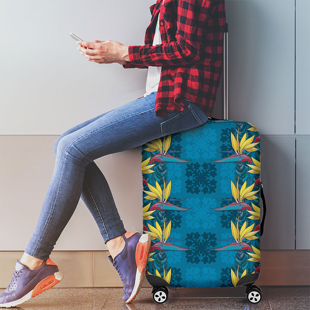 Hawaii Waikiki King Luggage Cover Blue Quilt With Pua Manu LT05 - Polynesian Pride