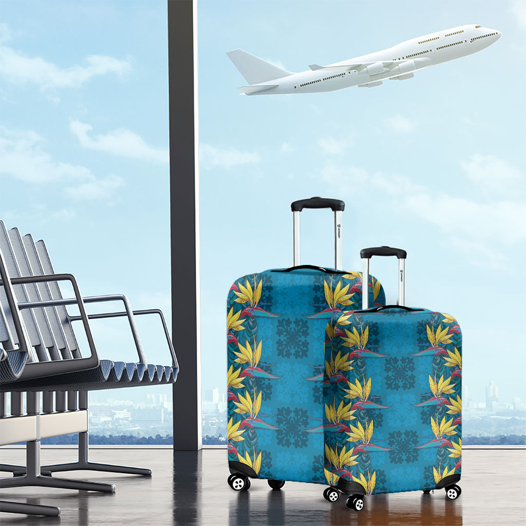 Hawaii Waikiki King Luggage Cover Blue Quilt With Pua Manu LT05 - Polynesian Pride