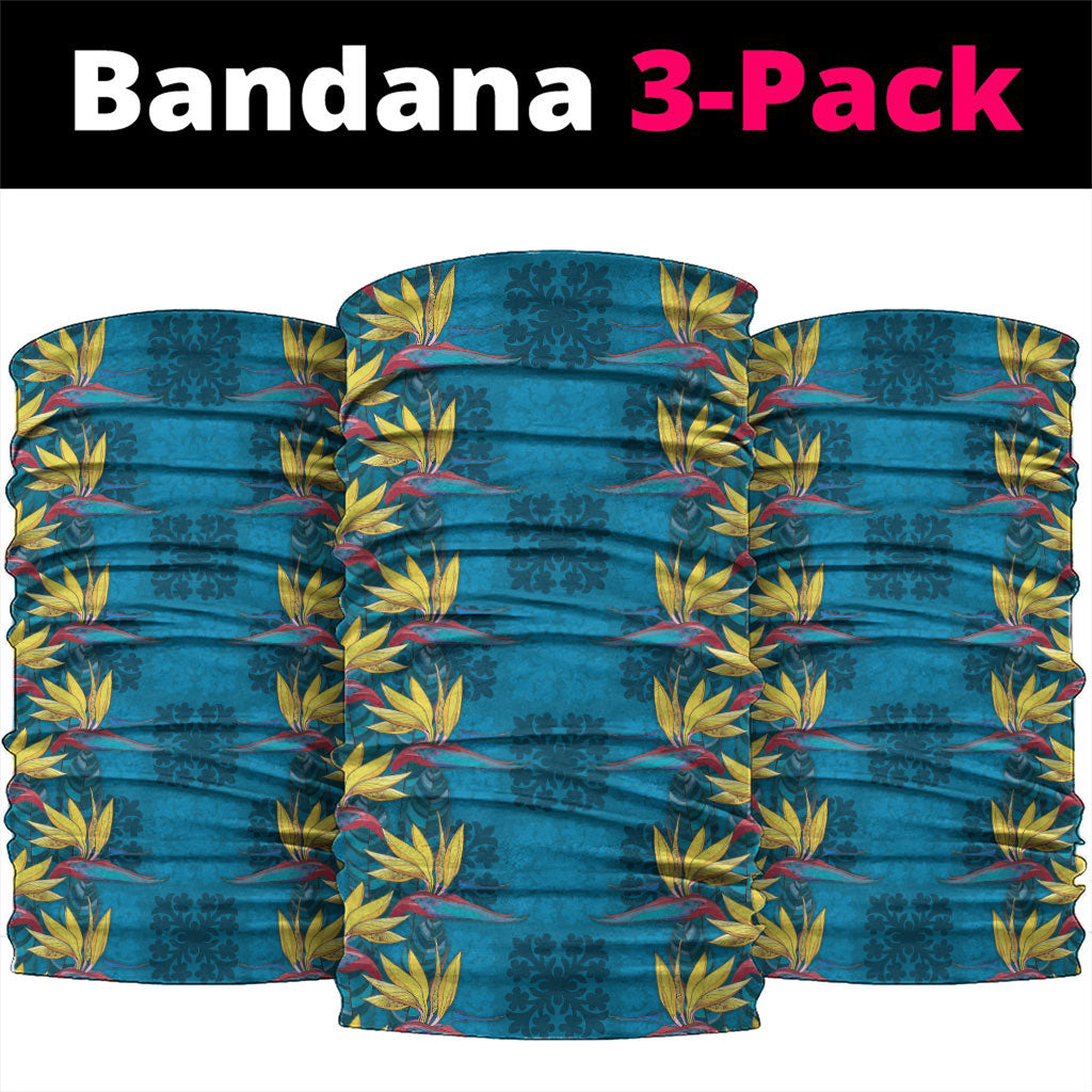 Hawaii Waikiki King Neck Gaiter Blue Quilt With Pua Manu LT05 package One Size: 25*50cm Blue - Polynesian Pride