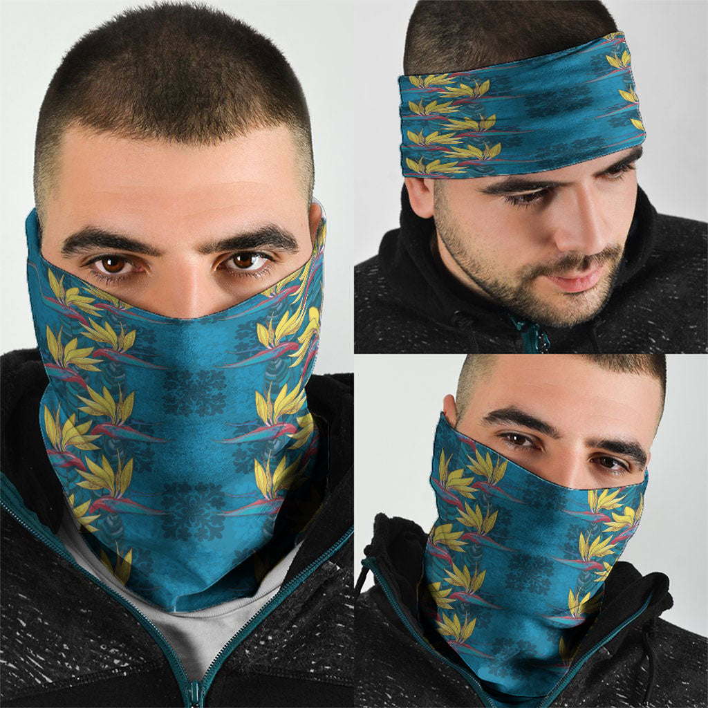 Hawaii Waikiki King Neck Gaiter Blue Quilt With Pua Manu LT05 - Polynesian Pride