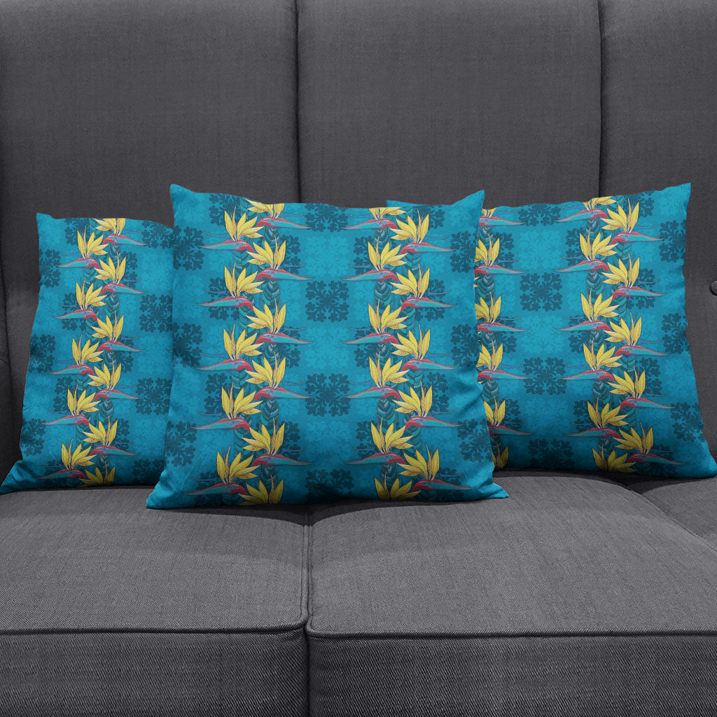 Hawaii Waikiki King Pillow Cover Blue Quilt With Pua Manu LT05 - Polynesian Pride