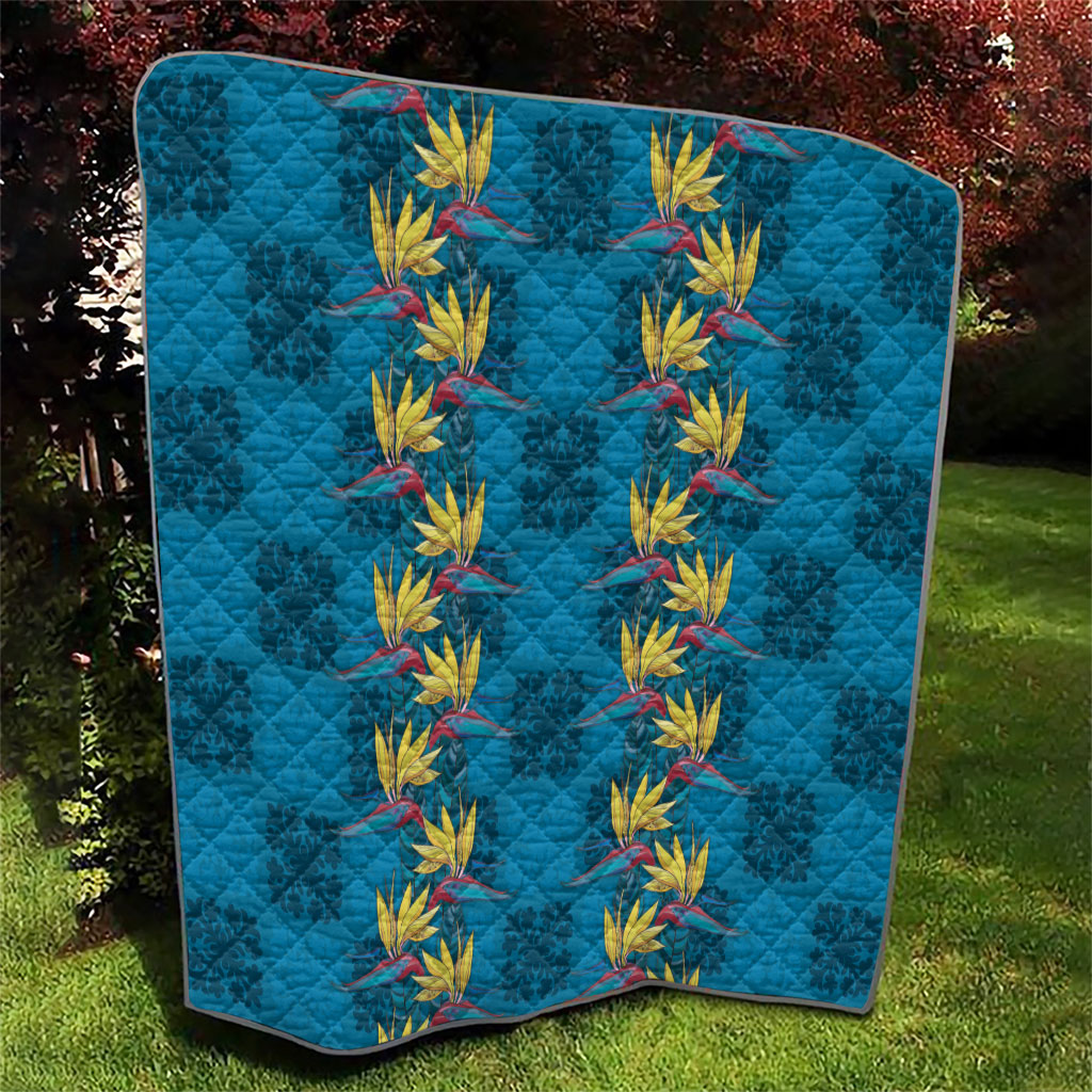 Hawaii Waikiki King Quilt Blue Quilt With Pua Manu LT05 - Polynesian Pride
