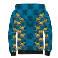 Hawaii Waikiki King Sherpa Hoodie Blue Quilt With Pua Manu LT05 - Polynesian Pride