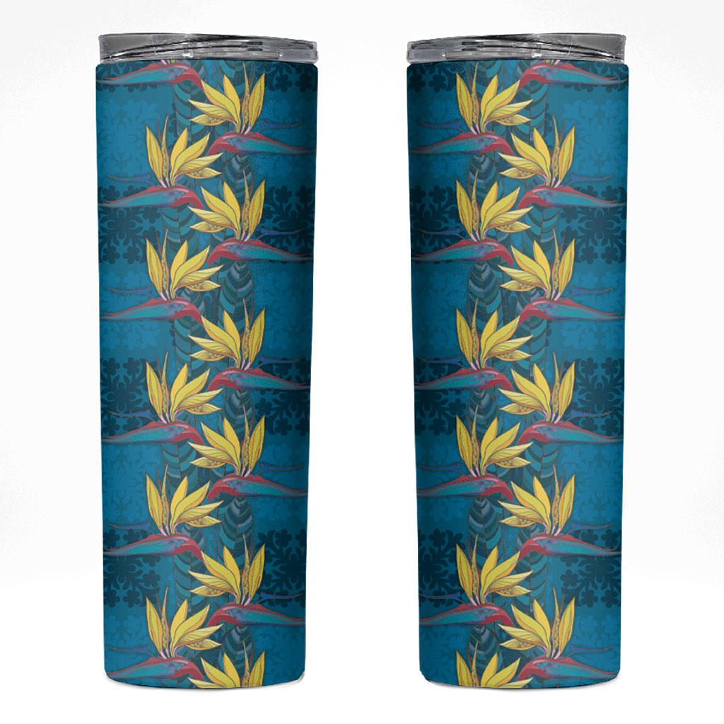 Hawaii Waikiki King Skinny Tumbler Blue Quilt With Pua Manu LT05 Blue - Polynesian Pride