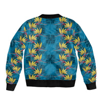 Hawaii Waikiki King Sleeve Zip Bomber Jacket Blue Quilt With Pua Manu LT05 - Polynesian Pride